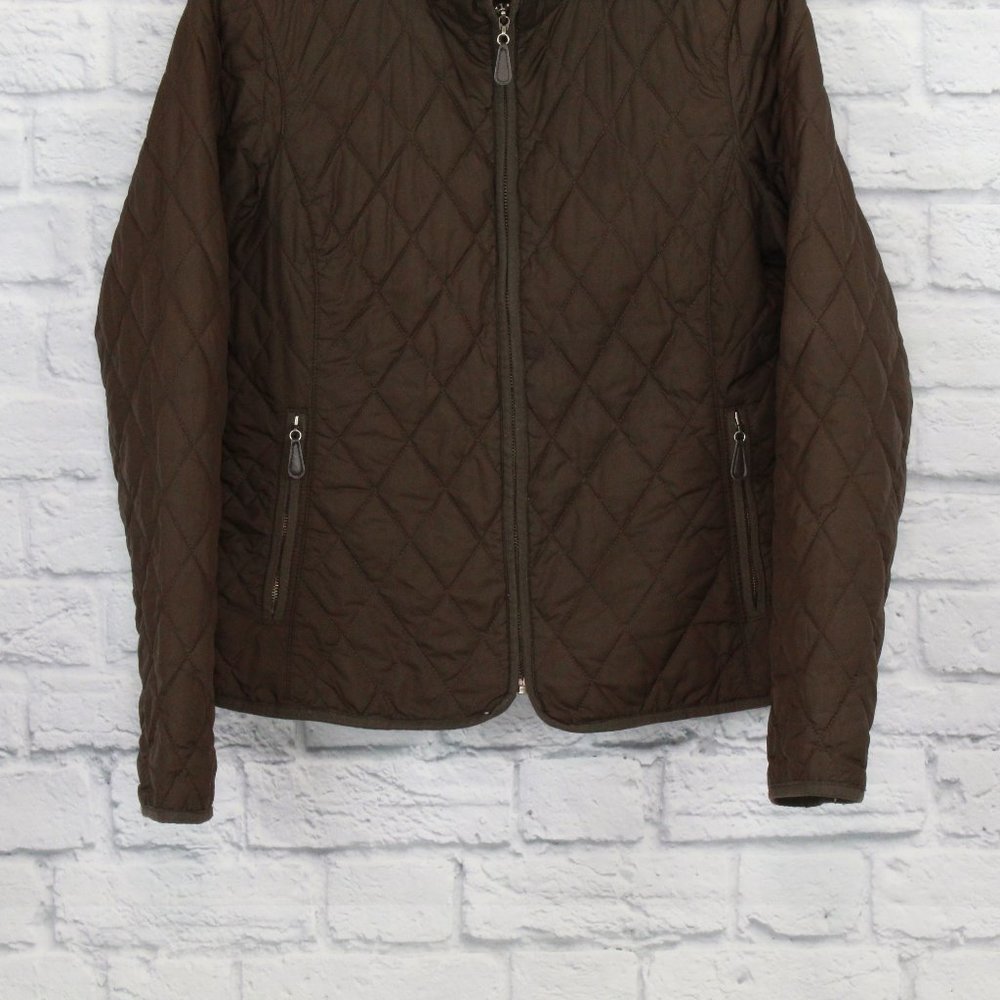 Eddie Bauer Brown Quilted Barn Style Mock Neck Jacket Coat Size S - Picture 3 of 8